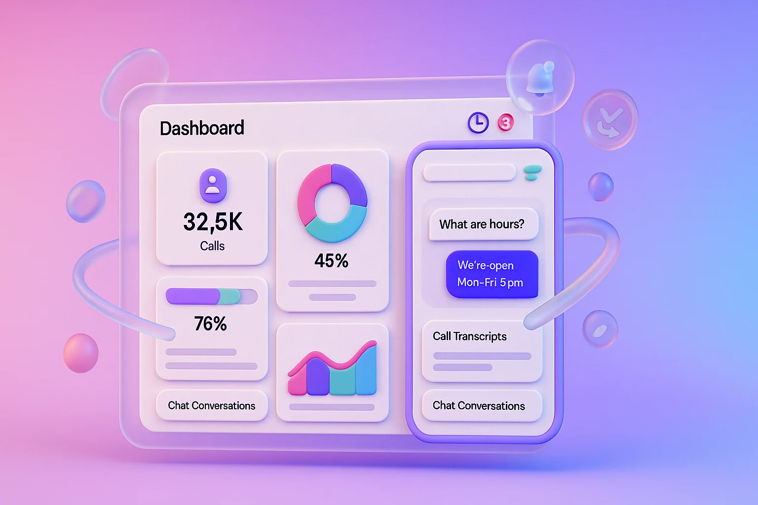 VoxMind AI dashboard showing conversation management and transcripts